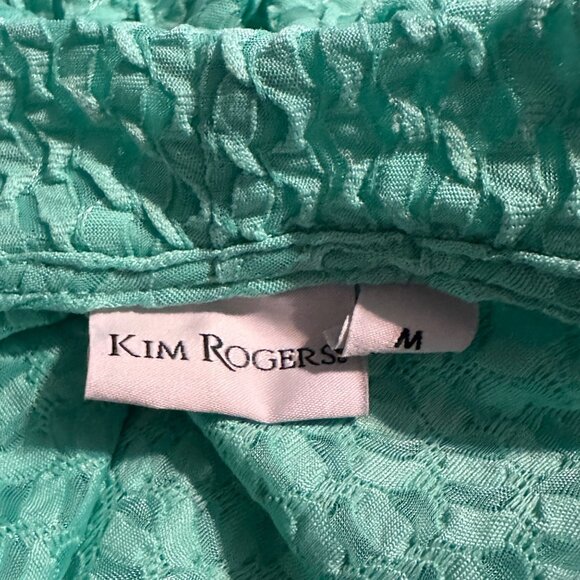 Kim Rogers Cardigan Womens Medium Mint Green Open Front Lightweight Casual Chic - Picture 3 of 7